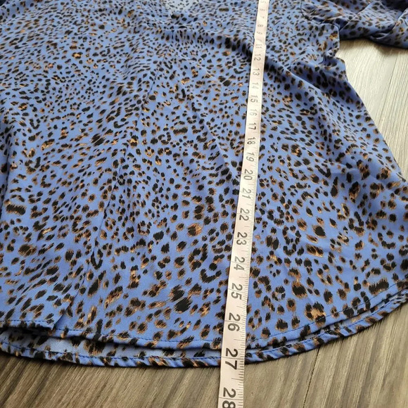 Adrienne Women's Tunic Blouse Top Size M Blue Black Loose Polyester Long Sleeves - Picture 6 of 8